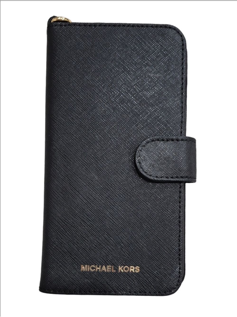 Michael Kors Black Saffiano Leather Folio Wallet Phone Case for iPhone  7 / 8